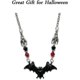 thumbnail image 2 of Halloween Bat Necklace Red And Black Gemstone Cubic Zirconia And Inverted Vampire Bat Jewelry, 2 of 5
