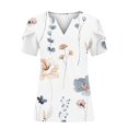 thumbnail image 5 of Plus Size Tops for Women Summer Petal Sleeve V Neck Dressy Casual T Shirts Trendy Print Loose Tunic Tops Blouses, 5 of 6