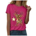 thumbnail image 5 of UngA Women Christmas Shirts Santa Holiday Short Sleeve Tops Xmas Graphic Print Christmas T Shirts for Women (Hot Pink,M), 5 of 6
