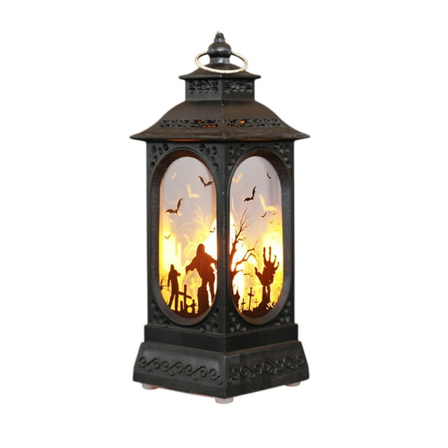 Mini Lanterne Led d'Halloween avec Poignée Lumière Portable à Piles pour Décoration de Fête Intérieure Extérieure Centre de Table Comprend 3 Piles 63G