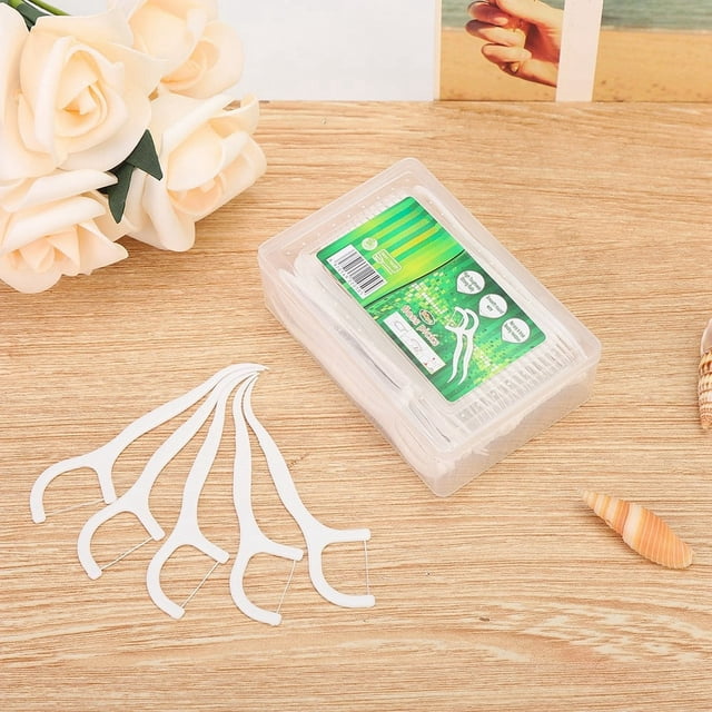 HLONK Dental Floss Picks Travel Floss Cases 50 Counts Each Individually Wrapped Dental Flossers Floss Sticks Tooth Floss Dental Sticks Teeth Flossers Picks Gift 1 Mini Toothpick Box