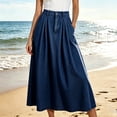 thumbnail image 2 of Jane Wardrobe High Waist Pleated Swing Denim Midi Skirt Women Side Pocket Vintage Jean Skirt Plus Size 1PC M-XXXXL, 2 of 6