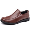 thumbnail image 2 of DADAWEN Men's Formal Leather Square Toe Loafers Shoes Classic Dress Shoes Slip on Brown 8 US, 2 of 8