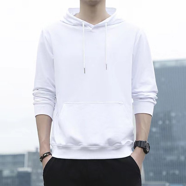 Men Casual Plain Pullover Hoodies Hooded Sweatshirts Long Sleeve Jumper Tops