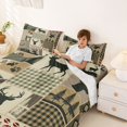 thumbnail image 3 of Manfei Green Check Buck Queen Sheets,Rustic Woodland Queen Sheet Sets,4-Piece,1 Flat Sheet, 1 Fitted Sheet and 2 Pillowcases, 3 of 6