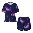 thumbnail image 5 of Wukai Eggplant Women's Pajama Set,Short-Sleeve Top and Shorts with Elastic Waistband and Pockets for Loungewear, Yoga, and Casual Wear-Small, 5 of 8