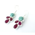 thumbnail image 3 of Simulated Ruby & Turquoise Gemstone Drop Earrings Handcrafted 925 Sterling Silver Plated Jewelry, 3 of 5