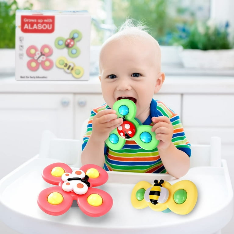3PCS Suction cup spinner toys for 1 2 Year old boys, Spinning top baby toys  12-18 months, First birthday baby gifts for 1 Year old girls