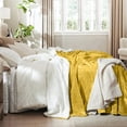 thumbnail image 3 of Moonlight 20015 Plush Sherpa Bed Blanket Super Soft Warm Ultra Cozy Reversible Fleece Throw Ochre, 3 of 8
