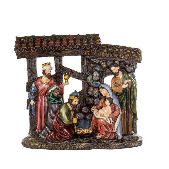 Kurt S. Adler Resin Scene Table Piece Nativity Set, 10-Inches, Multi-Colored