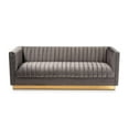 thumbnail image 3 of Bowery Hill 17.3" Mid-Century Velvet Upholstered Sofa in Gray/Gold, 3 of 9