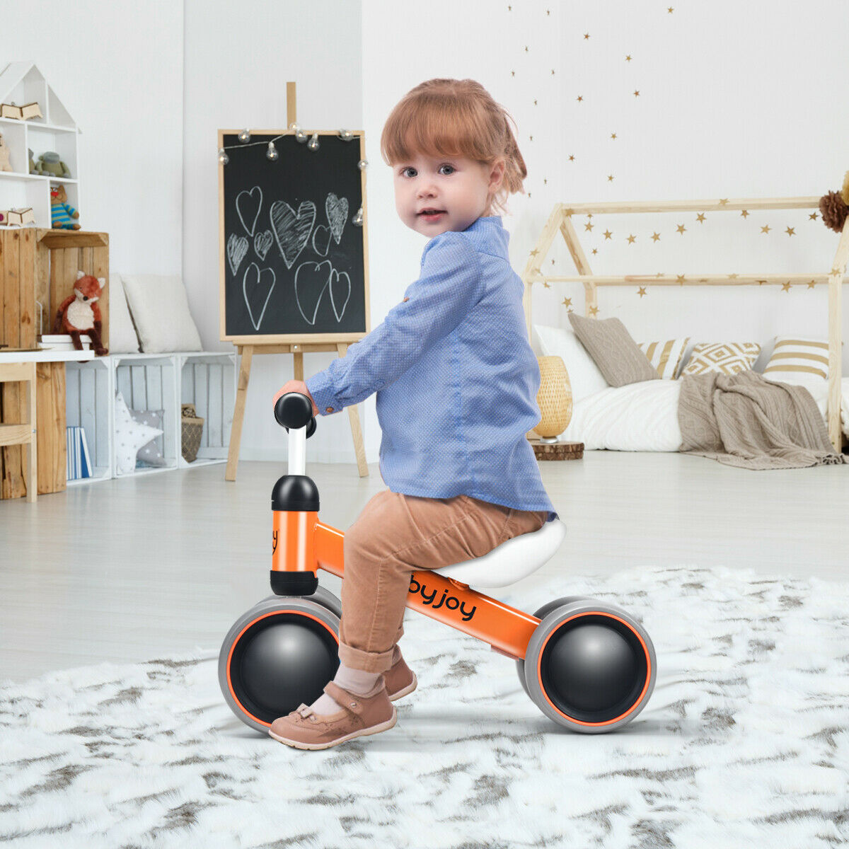 Babyjoy 4 Wheels Baby Balance Bike Children Walker No-Pedal Toddler Toys Rides Orange - image 2 of 10