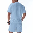 thumbnail image 4 of Pantalones Elásticos de Cintura para Hombre, Nuevo Estilo de Color Sólido, Cuello Redondo con Cordón Superior de la Cintura Pantalones Cortos Conjuntos, 4 of 9