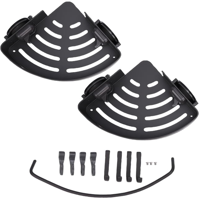 Carrito de Ducha de Esquina, Organizador de Baño de Aleación de Aluminio con Ventosas Mejoradas para champú Acondicionador Gel de Baño, Estante de Ducha (Doble Capa con Toallero (Negro