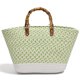 thumbnail image 1 of Bolso de mano tejido para mujer bolsos tejidos con retazos para vacaciones en la playa (verde), 1 of 9