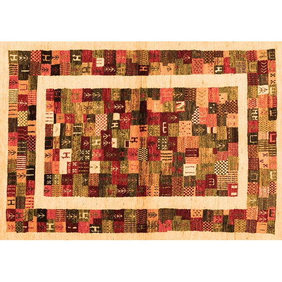 Ahgly Company Indoor Rectangle Abstract Orange Contemporary Area Rugs, 8' x 10'