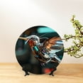 thumbnail image 6 of Cauagu Futuristic Robot Hummingbird Print Bone China Decorative Plate, Wall Mount Plate Holiday Decor Decorative Ceramic Plates with Stand Elegant Household Plates Decorative-10in, 6 of 6