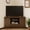 Walnut, variant on Melidee Corner TV Stand for 65 inch TV, Wood Entertainment Center with Sliding Barn Doors and Storage, Media Console Cabinet, 58.1" x 15.6" x 31.1" H, White