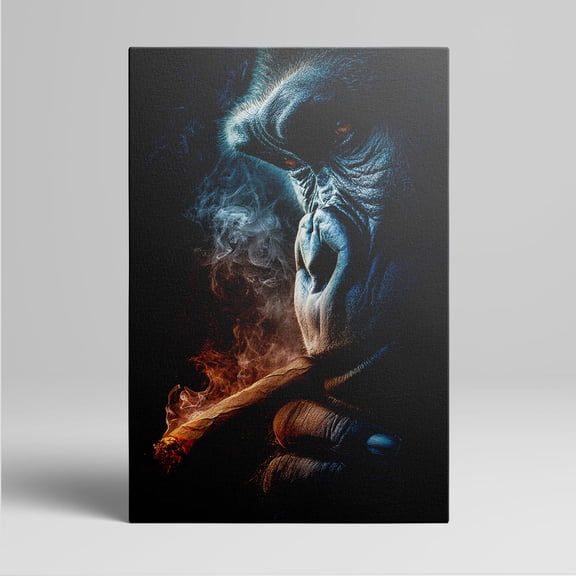 1pc Cool Gorilla Smoking Cigar Framed Decor room hanging Wall Picture Decor for Home Gifts, living room, bathroom, bedroom, kitchen wall art decor canvas wall art