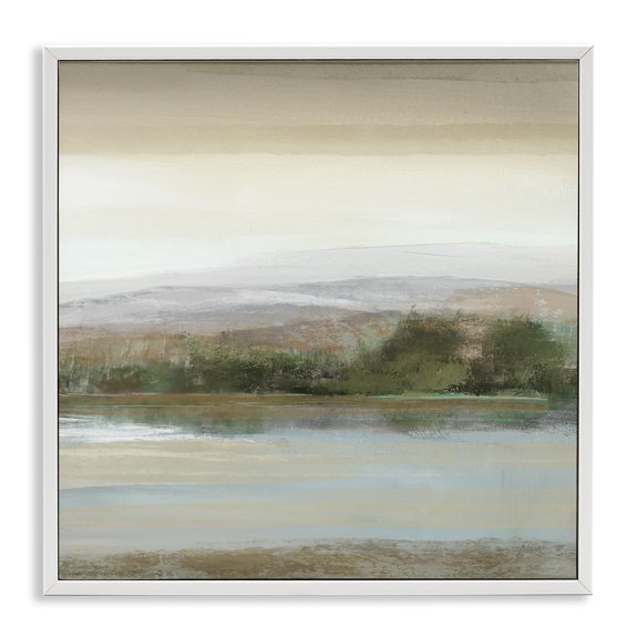 Stupell Industries Lake View Atmosphere Landscape Painting White Framed Art Print Wall Art, 17 x 17