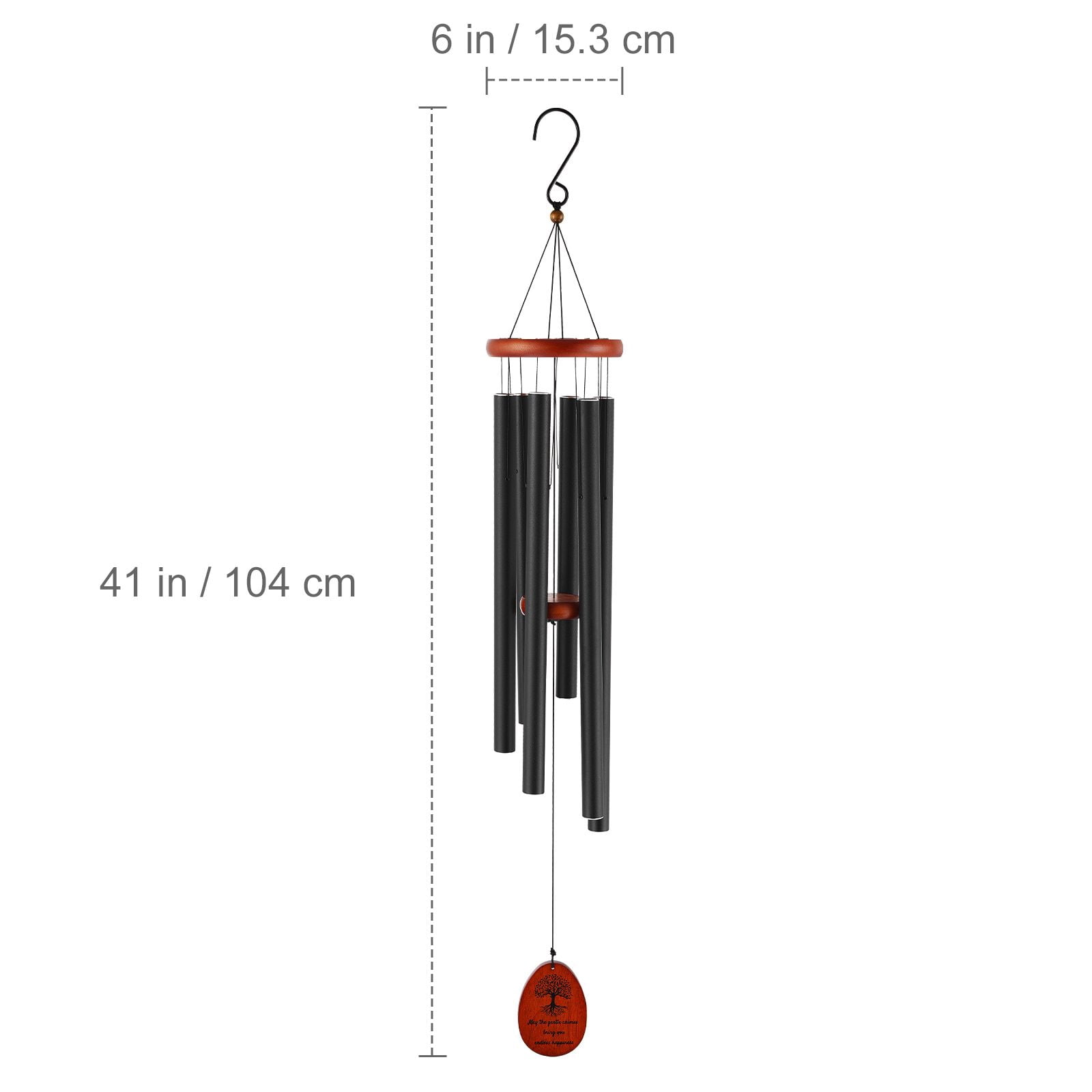 41 Inch Bronze Wind Chimes Deep Tone D Major 6 Aluminum Tubes Hand-Tuned Nylon Cord S Hook for Garden Patio Porch Decor Gift