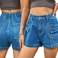thumbnail image 7 of Fjuchai Denim Shorts for Women's High Waist Denim Jean Shorts Casual High Waist Stretchy Jeans Short with Pocket S-XXL, 7 of 7