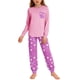 thumbnail image 2 of Conjuntos de blusa y camisa de manga larga con cuello redondo para niños y niñas de 5 a 14 años con estampado y bolsillo. Conjunto de top y pantalón de manga larga., 2 of 9
