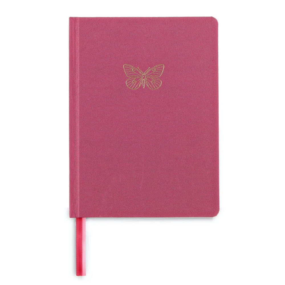 Pen + Gear Leatherette Journal, Pink, 120 Dot Pages,Pink cover with Butterfly,Leatherette