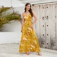 thumbnail image 3 of Anbech Boho Deep V-Neck Women Sling Dress Floral Printed High Waiste Beach Long Flowy Dresses, 3 of 9