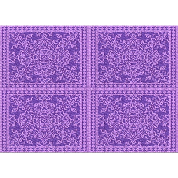Ahgly Company Indoor Rectangle Patterned Heliotrope Purple Area Rugs, 2' x 5'