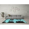 thumbnail image 3 of Ahgly Company Machine Washable Indoor Rectangle Abstract Turquoise Blue Modern Area Rugs, 8' x 12', 3 of 4