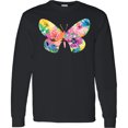 thumbnail image 3 of Inktastic Butterfly Shape with Colorful Flowers Long Sleeve T-Shirt, 3 of 5