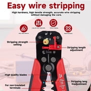 Multi-Function Wire Stripper-3 in 1 Automatic Wire Stripping Tool-10-24 AWG Wire Cutter for Electrical Cable Cutting,Crimping Tools(Red)