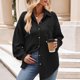 thumbnail image 4 of Camisa de mujer, blusas lisas, camisa de gofre, camisas elegantes, blusas con cuello en V, blusa túnica, blusa camisera de manga larga con botones, blusa camisera informal, festiva S-XXL, 4 of 6