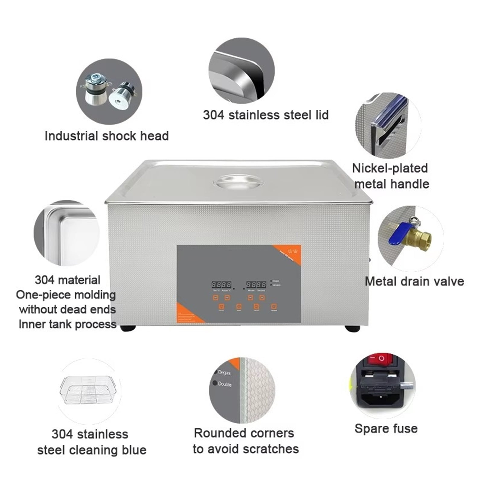 30L 900W 600W Digital Ultrasonic Cleaner Heating Timer Ultrasonic Bath Laboratory Automotive Engine Large-Scale Cleaning
