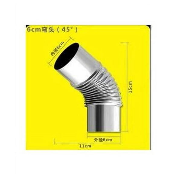 RENACLIPY Elbow Chimney Stove Pipe Elbow Chimney Pipe Stainless Steel Silver 1Pack
