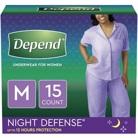 Depend Night Defense Adult Incontinence Underwear for Women - Overnight Absorbency - M - Blush - 15ct