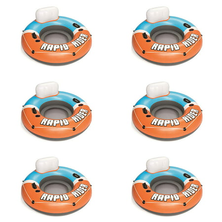 CoolerZ Rapid Rider Inflatable Blow Up Pool Chair Tube, Orange (6 Pack) (Best Way To Start A Blog To Make Money)