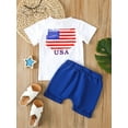 thumbnail image 4 of Baby Boy Summer Clothing American Flag Short Sleeve T Shirt Top+Stars and Stripes Shorts Set 4th of July Outfits, 4 of 9