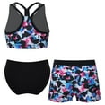 thumbnail image 2 of Alvivi Kids Girls 3 Pcs Gymnastics Dance Swimsuit Athletic Crop Top with Brief Shorts Tankini Set Rhombus 16, 2 of 7