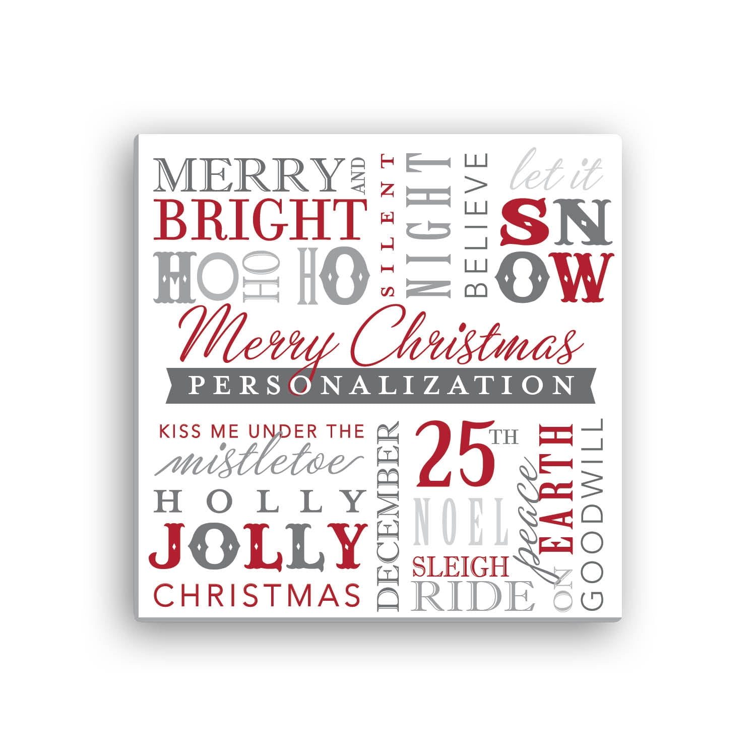 Personalized Christmas Words Canvas Print, 12x12
