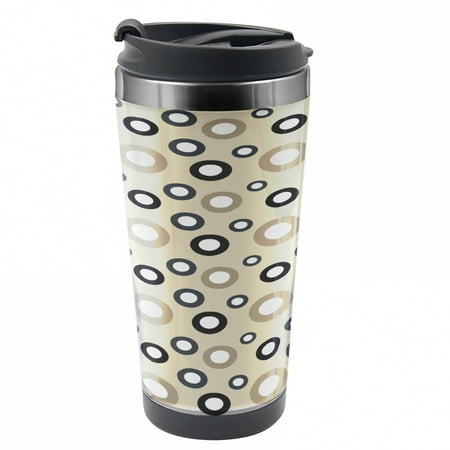

Geometric Circle Travel Mug Vintage Circules Steel Thermal Cup 16 oz by Ambesonne