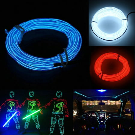 LED EL Wire Neon Glowing Rope Car Dance Party Flash Light Strip with Controller, Red