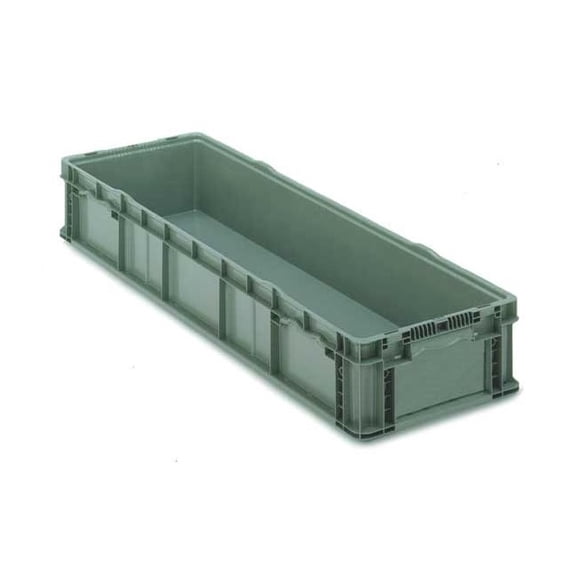 Solid & Stackable Straight Wall Storage Container, 17.2 gal, 48 in L x 15 in W x 7-1/2 in H, Gray