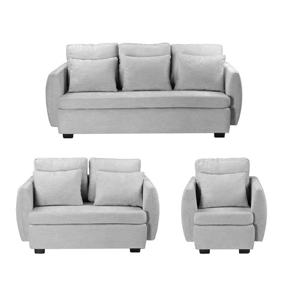 Sala 3-2-1 DICASA Kuma (Sofá, Love Seat y Sillón) Plata para Sala