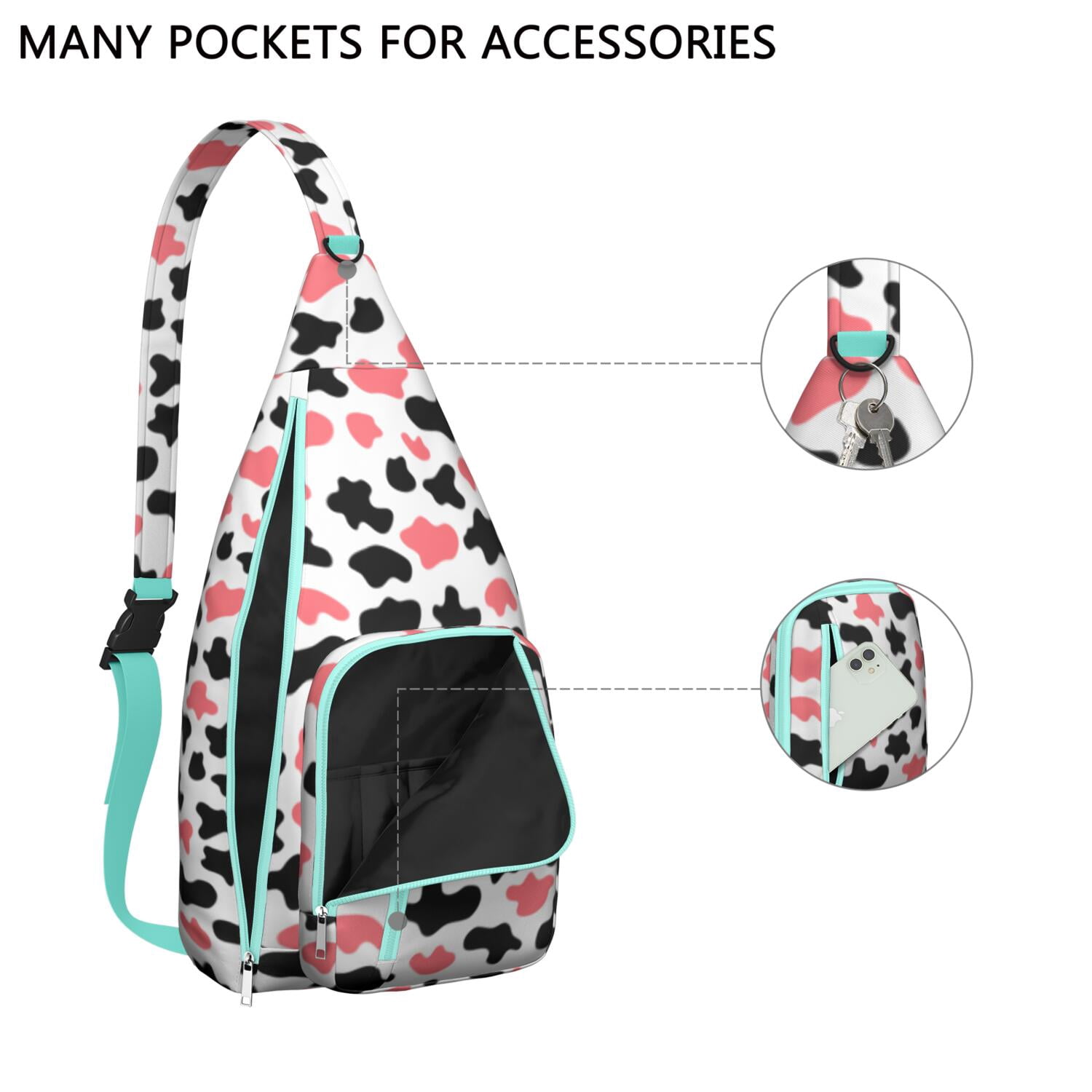 Rustic Cow Print Chest Bag - Vintage Farmhouse Style Sling Bag with Black and White Cattle Pattern, Cute Cartoon Country-Themed Fanny Pack for Animal Lovers (Farm & Nature Inspired)"