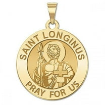 Saint Longinus Religious Medal  - 1 Inch Size of a Quarter in Solid 14K Yellow Gold