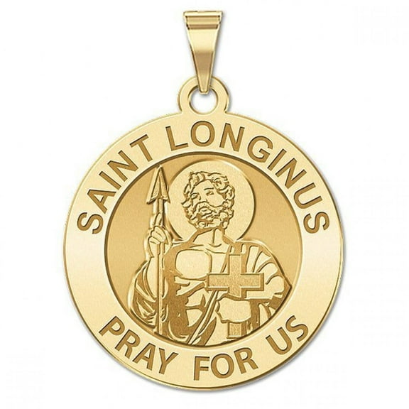 Saint Longinus Religious Medal  - 1 Inch Size of a Quarter in Solid 14K Yellow Gold