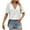 White, variant on HOMBOM Tops for Women Summer White Embroidered Flowers Short Sleeve V Neck Loose Blouse L