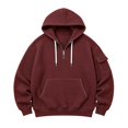 thumbnail image 4 of Bainana Men'S Half Zip Hoodie Long Sleeve Comfortable Hoody Solid Color Hooded Tops Streetwear Fall Outfit Size Xxxxxl, 4 of 4
